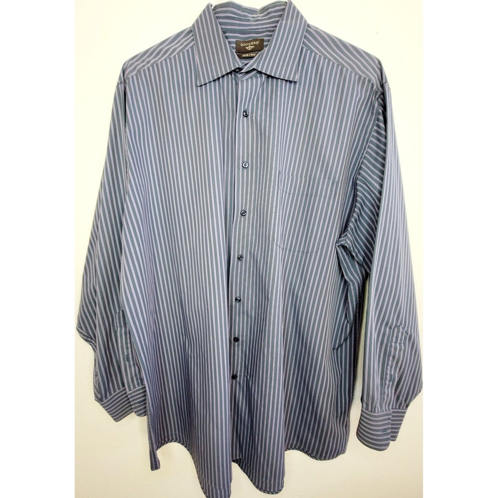 Dockers Iron Free Men's Button Up Shirt Size 17-17 1/2 Neck & 34/35 Sleeve XL